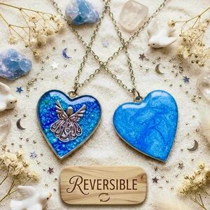 Reversible Angel Heart Resin Pendant